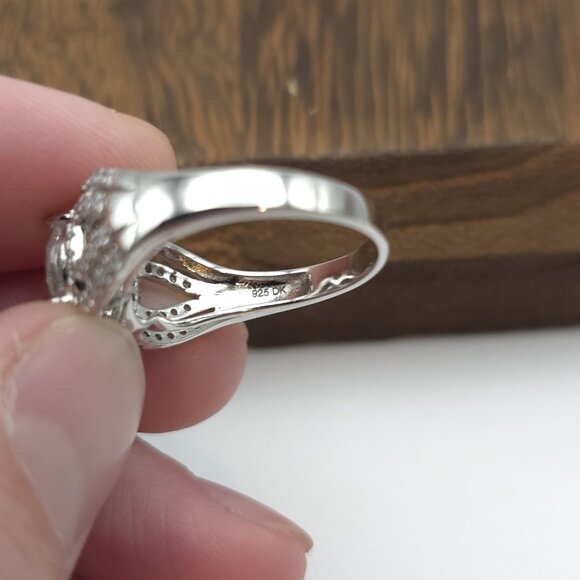 Size 9.75 Sterling Silver Rainbow Cubic Zirconia Gem Ring A922 - Picture 6 of 9